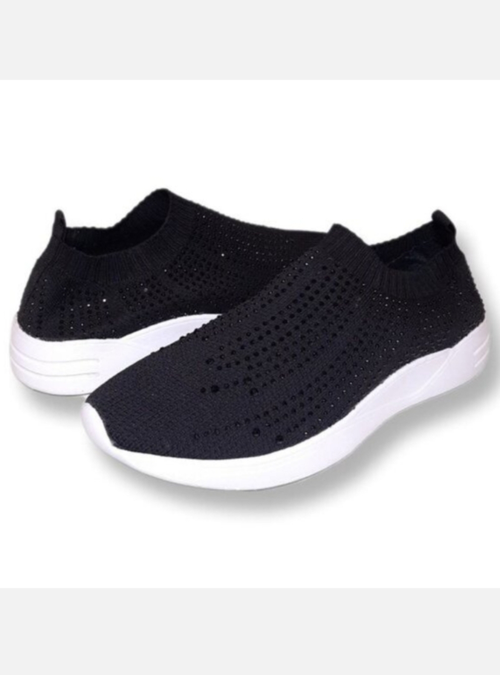 Alia Womens Size 8 Black Glitter Shoes Sparkle Studded Casual Slip On Sneakers